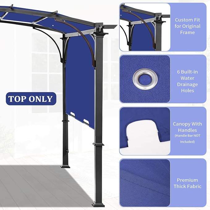 slashome 200" x 103" Pergola Replacement Canopy, Fits L-PG152PST-B, UV Resistant - Image 4
