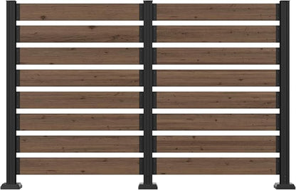 MUPATER 49” H×78” W Outdoor Privacy Screen Fence, No Dig Wooden Privacy Fence Panel for Hard Ground and Soil, 2 Way to Use, Privacy Wall with Aluminum Post, Air Conditioner Fence, Brown (2 Panels)