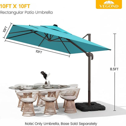 10x10 FT Patio Cantilever Umbrella, Rectangular Heavy Duty Offset Umbrella - Image 2