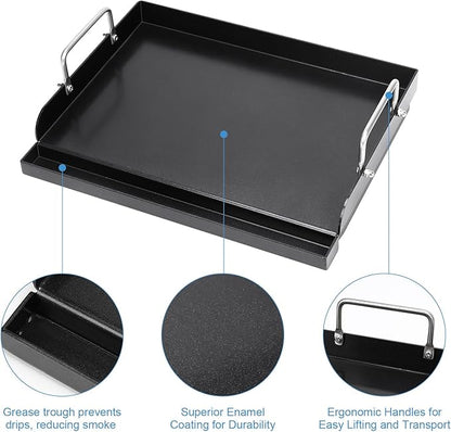 Universal Griddle Plate for Gas Grill – Premium Ceramic Coating Cooking Griddle for Gas Stove/Charcoal/Electric, 17x13 Inches, Flat Top Plate Insert for Outdoor Grill