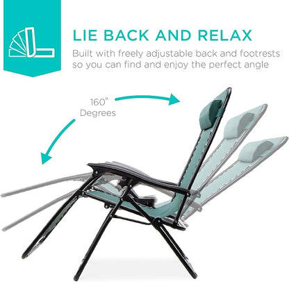 Best Choice Products Set of 2 Adjustable Steel Mesh Zero Gravity Lounge Chair - Image 4