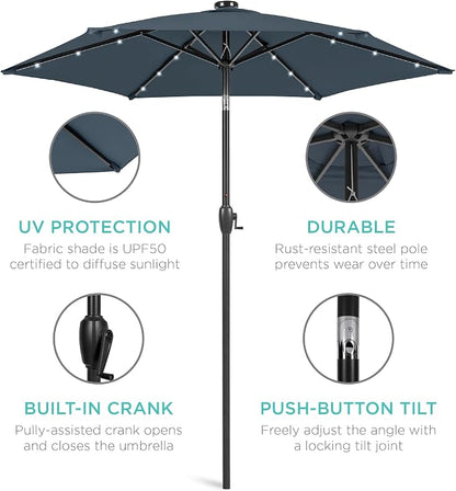 Best Choice Products 7.5ft Solar Umbrella LED Lighted Patio Umbrella, Table - Image 5