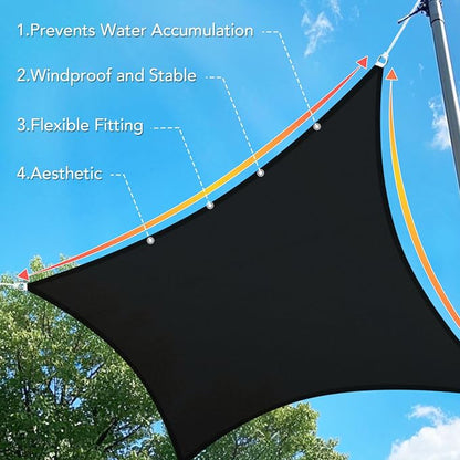Shade&Beyond Custom Sun Shade Sail 20'x26'RectangleSun Sail Shades Patio UV - Image 3