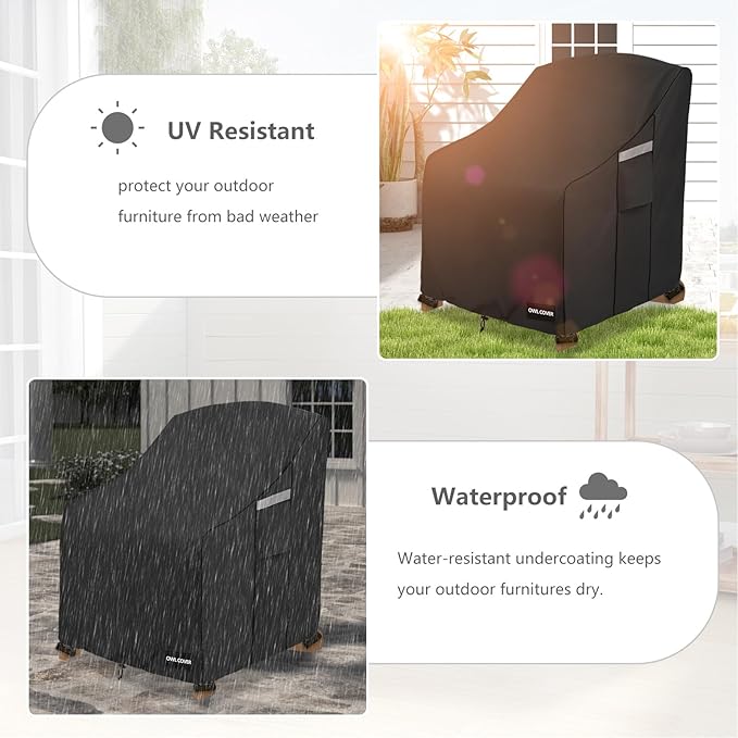 Outdoor Chair Covers 37"W x 40"D x 36"H,600D Heavy Duty Waterproof Patio Chair Cover,Outdoor Furniture Covers for Lawn/Garden Chiar,Black