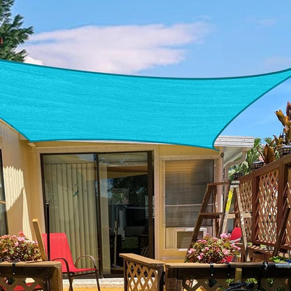 8' x 10' Rectangle Shade Sail Turquoise Blue UV Block Outdoor Canopy | Outdoor - Image 9