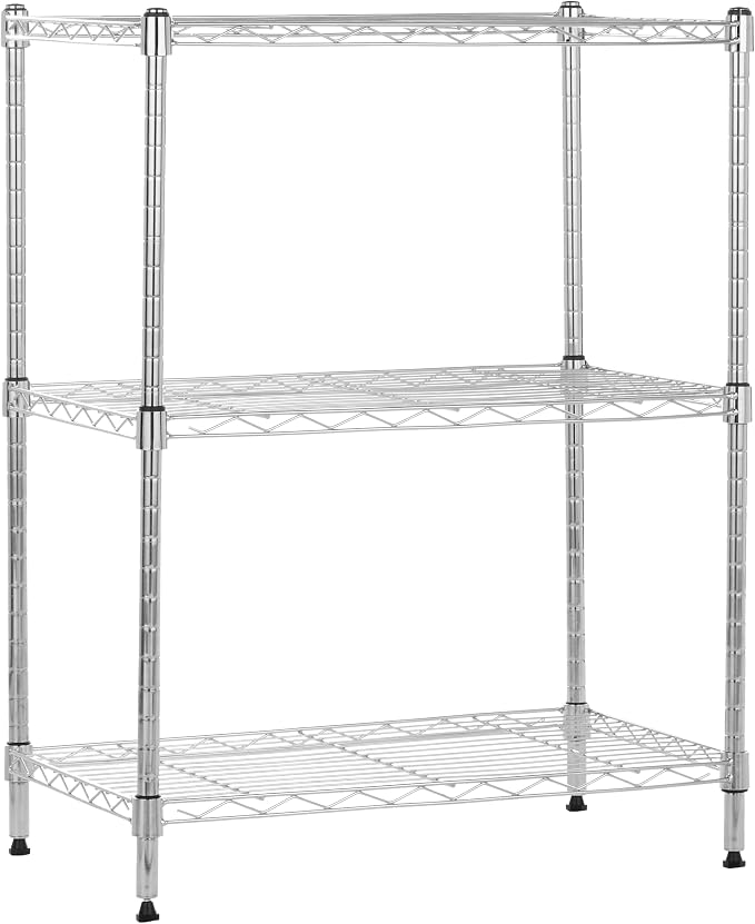 Amazon Basics 3-Shelf Adjustable Heavy Duty Steel Wire Shelving Rack by AmazonBasics