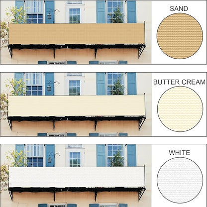 LOVE STORY Custom Size 3'x24' Butter Cream Balcony Privacy Screen,UV Block Privacy Fence Screen,90% Shield for Outdoor Pool Garden Apartment Railing
