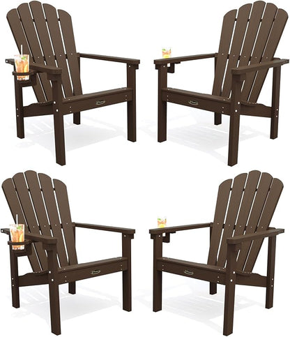 THOEOE Stackable Adirondack Chair Set of 4, HDPE Fire Pit Chairs Set of 4 | by THOEOE