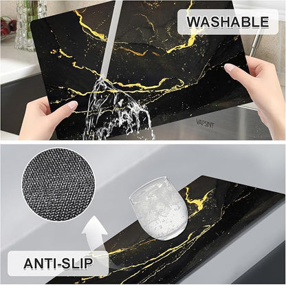 Marble Placemats Set of 4 - Faux Leather Heat Resistant Placemats for Dinner Table, Non-Slip Waterproof Oil-Proof Washable Reusable Placemat for Indoor Outdoor Kitchen Decor, 15.75In*11.81In