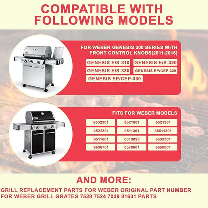 Genesis 300 310 330 Grill Grates for Weber Genesis 3 Burner E330 E310 S310 E320 S330 S320 EP330 EP310 Grill Replacement Parts, 19.5 inch SUS 304 Stainless Steel Grates for Weber 7528 7524 (2007-2016)