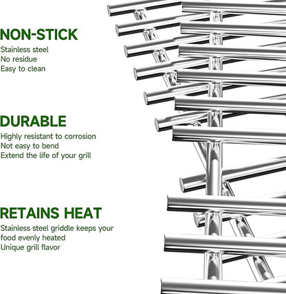 7637 Stainless Steel Cooking Grates for Weber Spirit I & II 200 Series Spirit E210 Spirit E220 Spirit S210, Spirit S220 with Front Control, 17.5 inch Grill Grates for Weber 7637 Gas Grills
