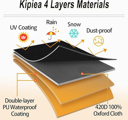 Kipiea Square Fire Pit Cover - Upgraded 600D Strong Tear Resistant, 100% Waterproof Fire Pit Table Cover, UPF 50+ Outdoor Firepit Cover Square Fading Resistant, 36" L x 36" W x 20" H