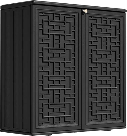ZZM HDPE Outdoor Storage Shed, Outdoor Plastic Storage Cabinet, Horizontal by ZZM