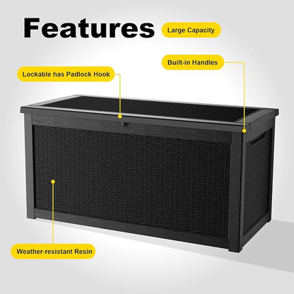 PatioZen 320 Gallon Resin Deck Box, Lockable Weatherproof Outdoor Storage Box - Image 6