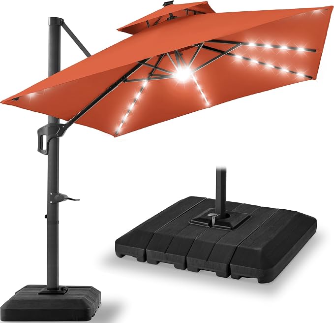 Best Choice Products 12x12ft LED Cantilever Patio Umbrella w/Base Included & by Unknown