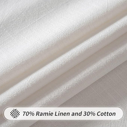 MIULEE White Linen Cotton Blend Tablecloth Rectangle, Luxury Waterproof Stain Resistant Durable Farmhouse Oblong Table Cloth for Dining Party Christmas Weddings Birthday Picnic Events, 52 x 70 inch