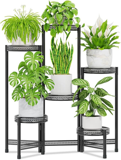 iDavosic.ly Plant Stand Indoor Outdoor, 6 Tier Iron Corner Shelf, Folding Multi by iDavosicly