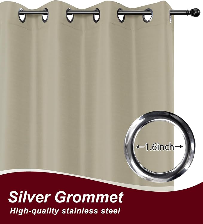 Grommet Outdoor Curtains for Patio Waterproof 8 Pcs 54x95 In Taupe | - Image 2