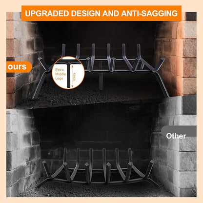 Fireplace Grate,Fireplace Log Holder,21 inch-high Heavy Duty Solid Cast Iron FIrewood Log Burning Rack for Inside The Fireplace Accessories Outood Fire Pit Kindling Fireplace Tools