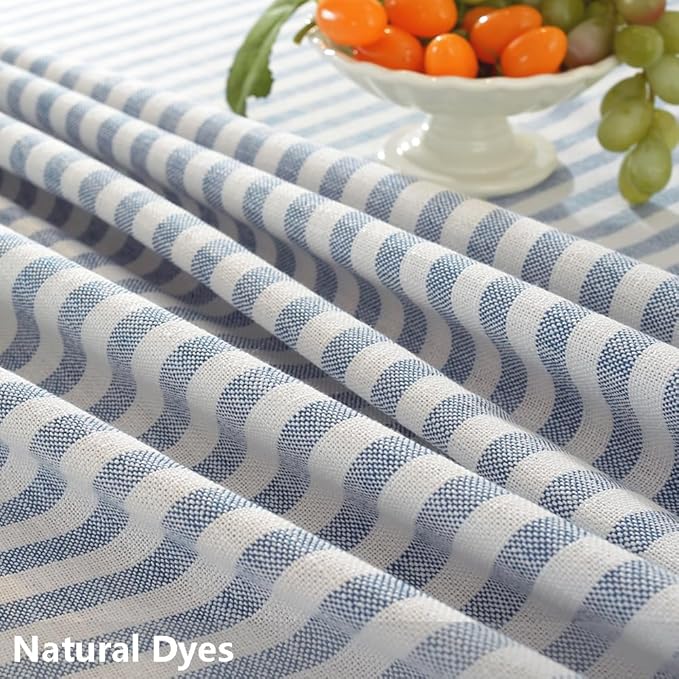TruDelve 60 Inch Round Tablecloth Blue and White Striped Cloth Tablecloths Circle Fabric Outdoor Tablecloths for Round Tables (Blue,60",Round)