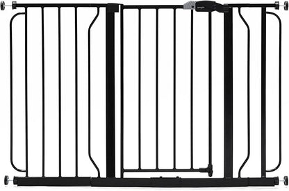 Regalo Easy Step 49-Inch Extra Wide Baby Gate, Includes 4 & 12 Inch Extension, 4 Pack of Pressure Mount and Wall Mount Kit, Black