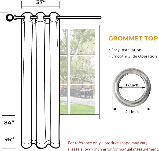 Set of 2 Outdoor Curtains for Patio Waterproof, Breathable Grommet Panels for - Image 8