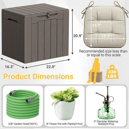 Greesum 33 Gallon Resin Deck Box All Weather Outdoor Storage Boxes, Outdoor Toys - Image 7