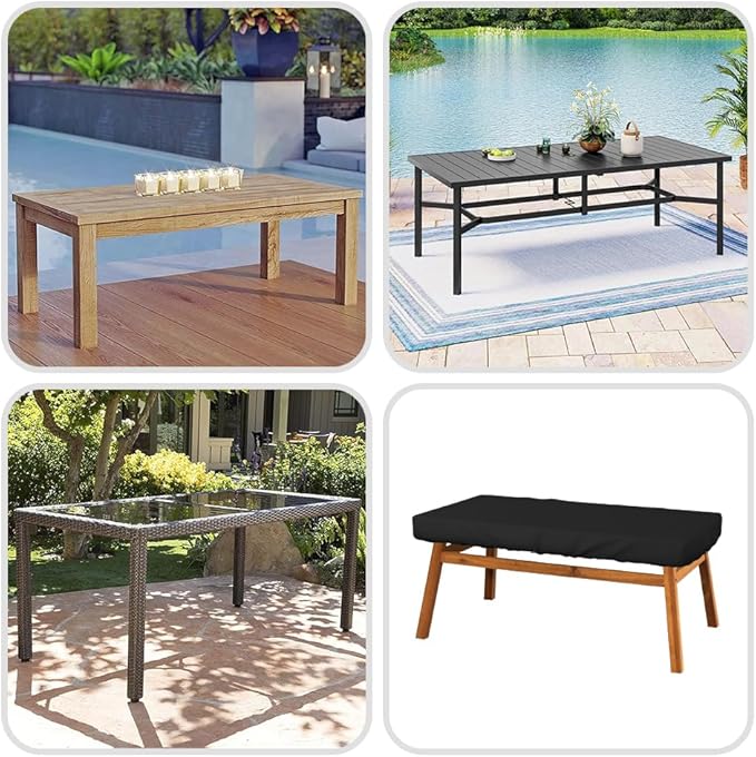Covers & All Rectangle Table Top Cover, 12 Oz Waterproof UV & Weather Resistant Patio Table Cover, Outdoor Table Cover for Patio Furniture (100" L x 50" W x 5" H, Black)