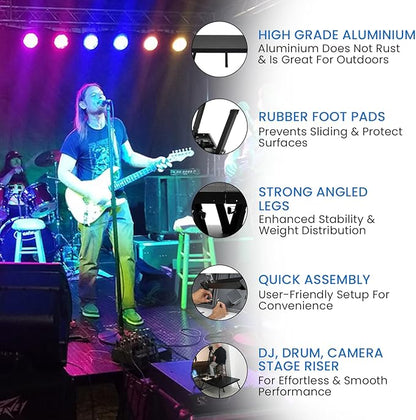 8'x24' MYSTAGE 12 Stage Platform - Portable, Folding Lightweight Aluminum Performance Deck with Adjustable Height 17"-28" - US Patented Design