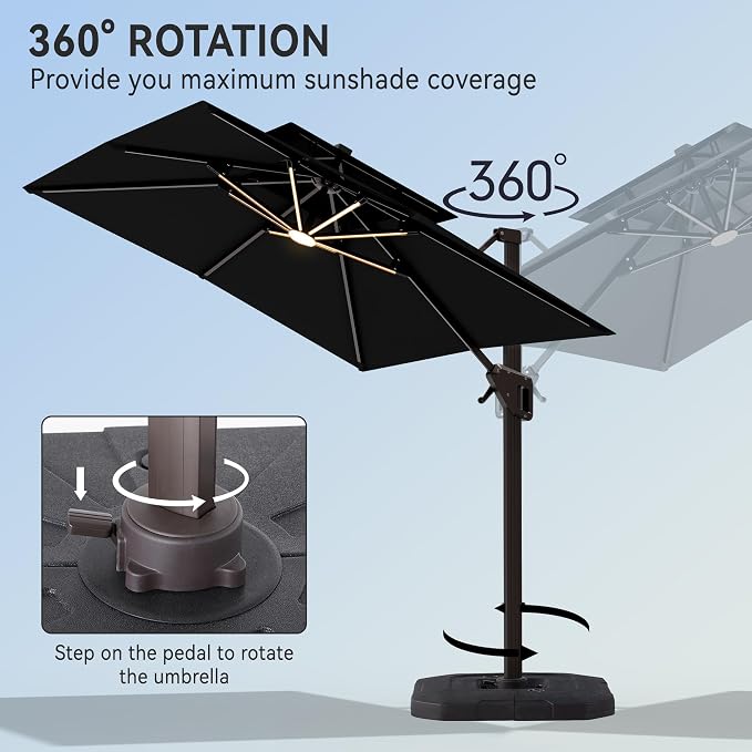 9' X 12' Cantilever Patio Outdoor Umbrella - Image 6