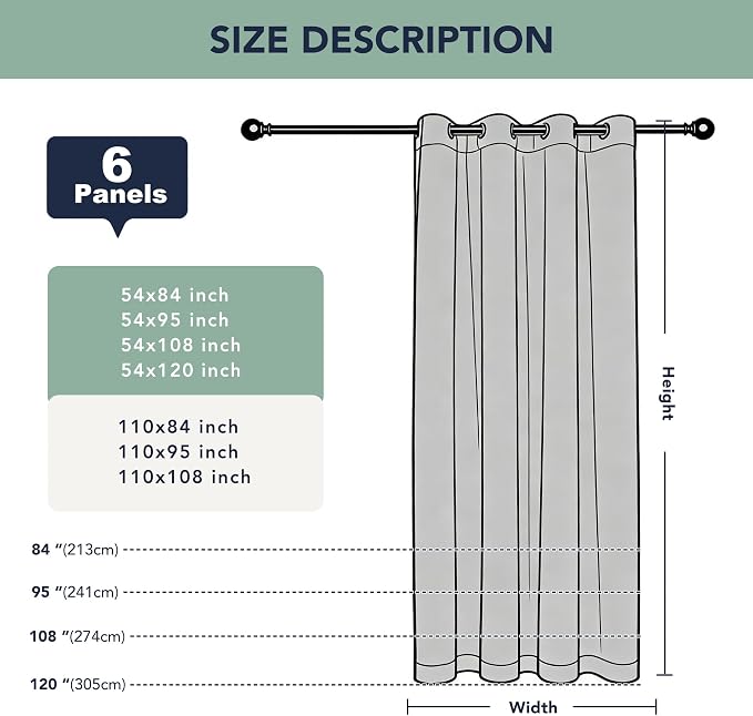 Outdoor Curtains for Patio Waterproof, 6 Drape Panels, Sun Shades | Privacy & - Image 7