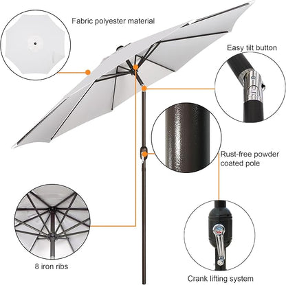 9' Outdoor Patio Umbrella, Outdoor Table Umbrella, Yard Umbrella, Market - Image 2