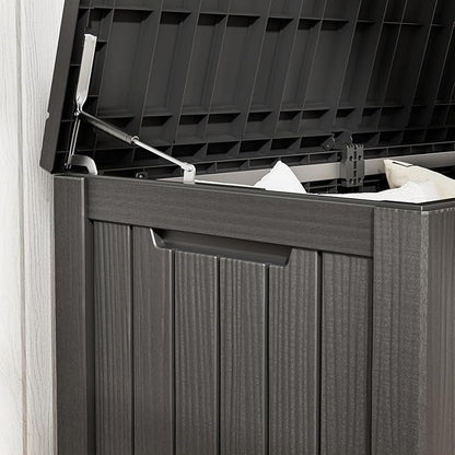 NUNU LAB 180 Gallon Outdoor Storage Box,Resin Large Sturdy Deck Box, Backyard Outside Storage Box Waterproof with Double Wall Panels,Package Delivery Box,Garden Box,Tool Box,Outdoor Hose Storage Bin