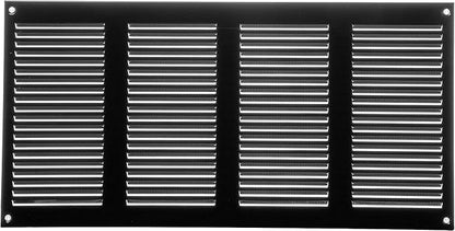 Repa Market 5-Pack Air Vent Cover 16x8 Inch (Outer Dimensions) Black Galvanized Steel Louvered Grill Cover with Mesh Screen/Wall or Ceiling Vent/HVAC Register for Indoor and Outdoor Ventilation