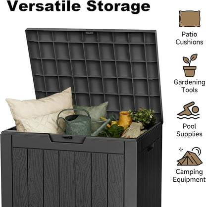 35 Gallon Outdoor Deck Box Lockable Waterproof Storage Black | Heavy-duty resin - Image 6
