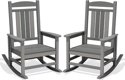 Oversized Outdoor Rocking Chairs Set of 2, Porch Rocker Unique Gray | by KINGYES