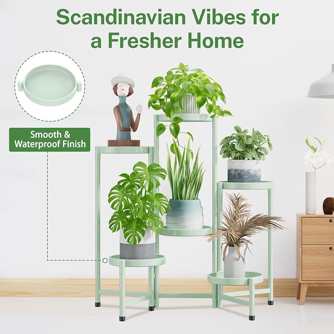 iDavosic.ly Plant Stand Indoor Outdoor, 6 Tier Metal Corner Shelf, Folding - Image 7