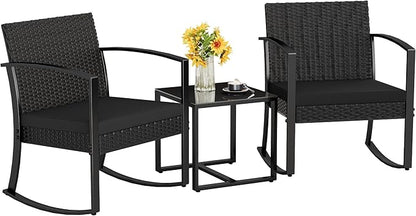 Homall Patio Furniture Set 3 Piece Resin Outdoor Bistro Set Rocking Patio Chairs by Homall