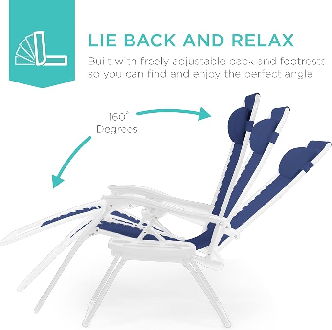 Best Choice Products Set of 2 Adjustable Steel Mesh Zero Gravity Lounge Chair - Image 4