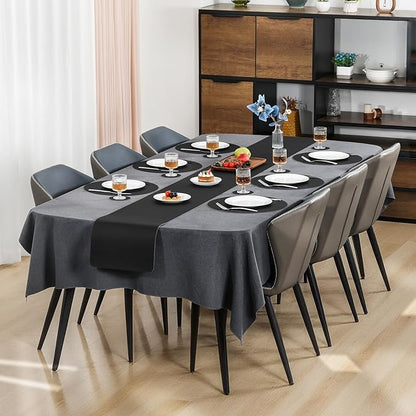 Myir JUN Round Placemats, Dual Sided Faux Leather Place Mats Set of 6 Indoor/Outdoor Non-Slip Washable Table Mats (Black, 6 Pack)