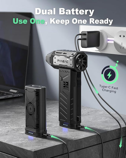 X305 Compressed Air Duster - 2 Removeable Battery Pack, 3-Speed Adjustable & 4 Nozzles, Ultra-Powerful 32mm BLDC, for Keyboard, Computer, House Cleaning
