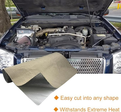 Titanium Thermal Barrier Adhesive Backed Heat Blanket Heat Shield Mat 12'' X 47'' for wall behind grill, fireplace kitchen cabinet 2500 Degrees Fire Pit Mat Fireproof Grill Pad