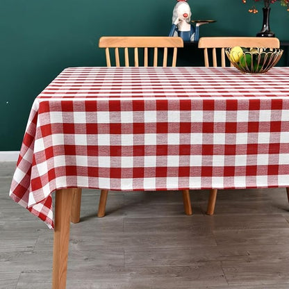Gingham Table Cloth for Rectangle Tables red Checkered Plaid Tablecloth Heavy Duty Cotton Blend Washable & Wrinkle Table Cover for Outdoor Kitchen Dining Picnic Camping (60x102 Inch)