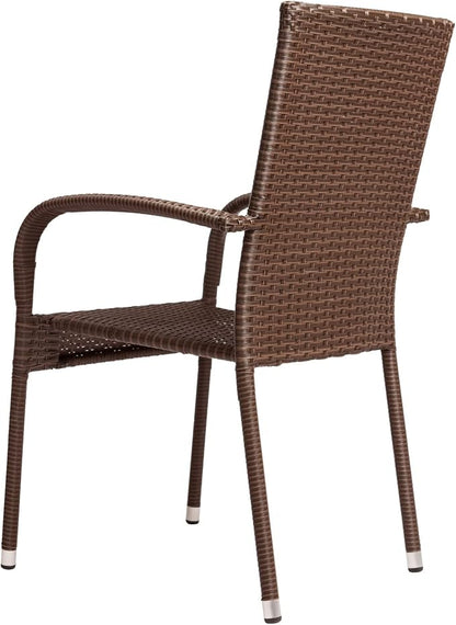 Patio Sense 62664 Morgan Outdoor Wicker Stacking Chairs, Powder-Coated Steel - Image 8
