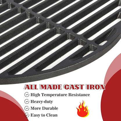 KAMaster Cast Iron Cooking Grids Grates Compatible with Medium Big Green Egg Charcoal Grill Egg Grate Round Grill Grate (15.5"-Fit Medium GRILL)
