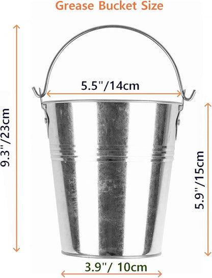 Firsgrill Grease Bucket and Liners Replacement for Traeger, Z Grill, Green Mountain Pellet Wood Smoker (1, Silver Bucket)
