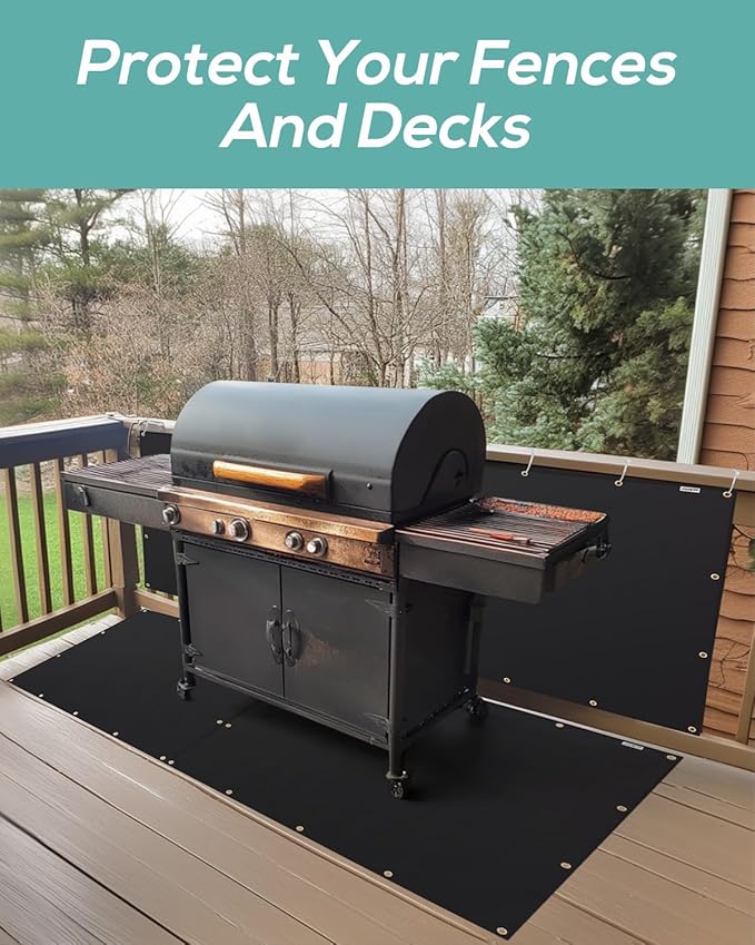 Heat Shield Behind Grill 3'x6' Heat Shield Mat for Deck Fence, Railing, Grill and Refrigerator, Heavy Duty Fireproof Cover and Screen Protect Deck Railing from Grill