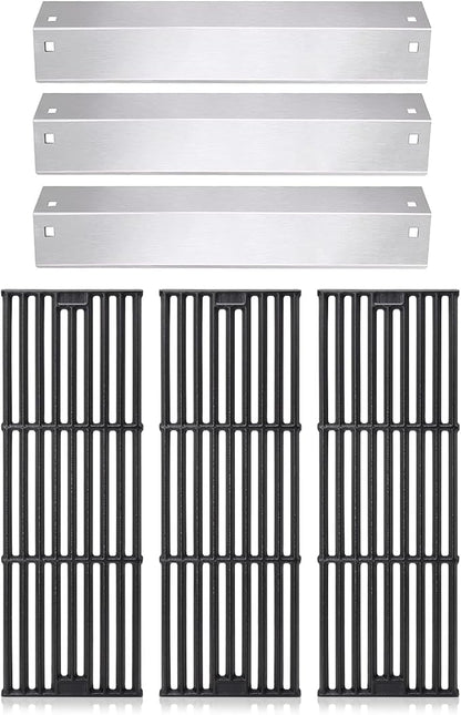 Criditpid Grill Replacement Parts for Char Griller 5050, 5650, 3001, 3030, 5072, 4000, King Griller 5252 Gas Grill, Cast Iron Grill Grates and Heat Plates Tent for Char-Griller Replacement Parts