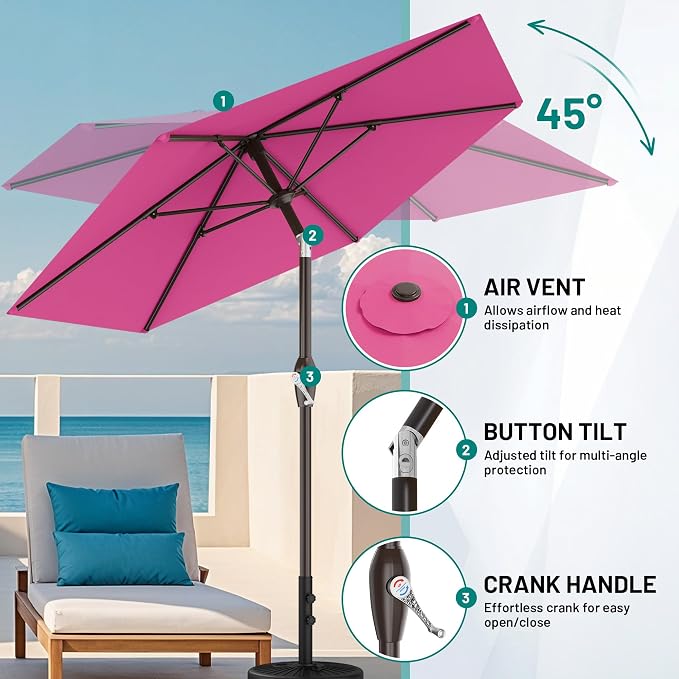 7.5FT Patio Umbrella Table Market Umbrella w/Tilt and Crank, Heavy-Duty Outdoor - Image 6