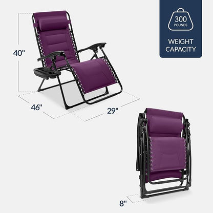 Best Choice Products Oversized Padded Zero Gravity Chair, Folding Outdoor Patio - Image 2